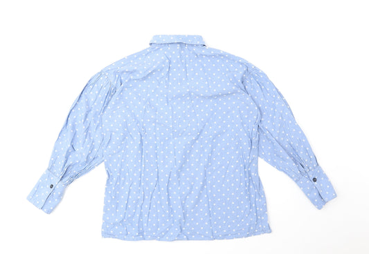 Topshop Womens Blue Geometric Cotton Basic Button-Up Size 6 V-Neck - Star Print