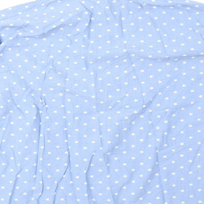 Topshop Womens Blue Geometric Cotton Basic Button-Up Size 6 V-Neck - Star Print