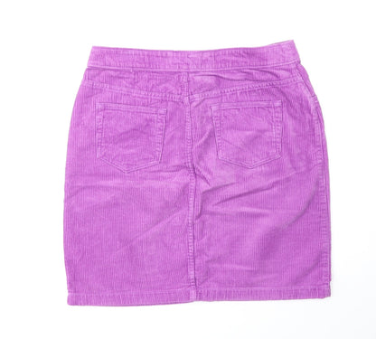 TU Womens Purple Cotton Straight & Pencil Skirt Size 10 Zip