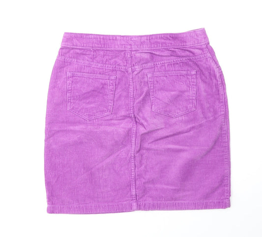 TU Womens Purple Cotton Straight & Pencil Skirt Size 10 Zip