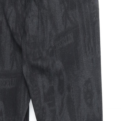 Preworn Girls Black Geometric Cotton Straight Jeans Size M Regular