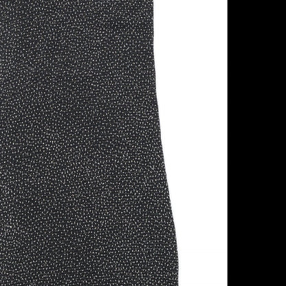 Pull&Bear Womens Black Geometric Polyimide Slip Dress Size XS V-Neck Pullover