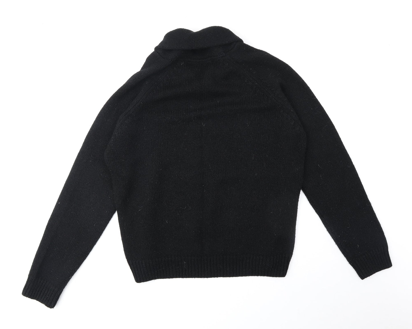 Cedar Wood State Mens Black V-Neck Acrylic Henley Jumper Size L Long Sleeve