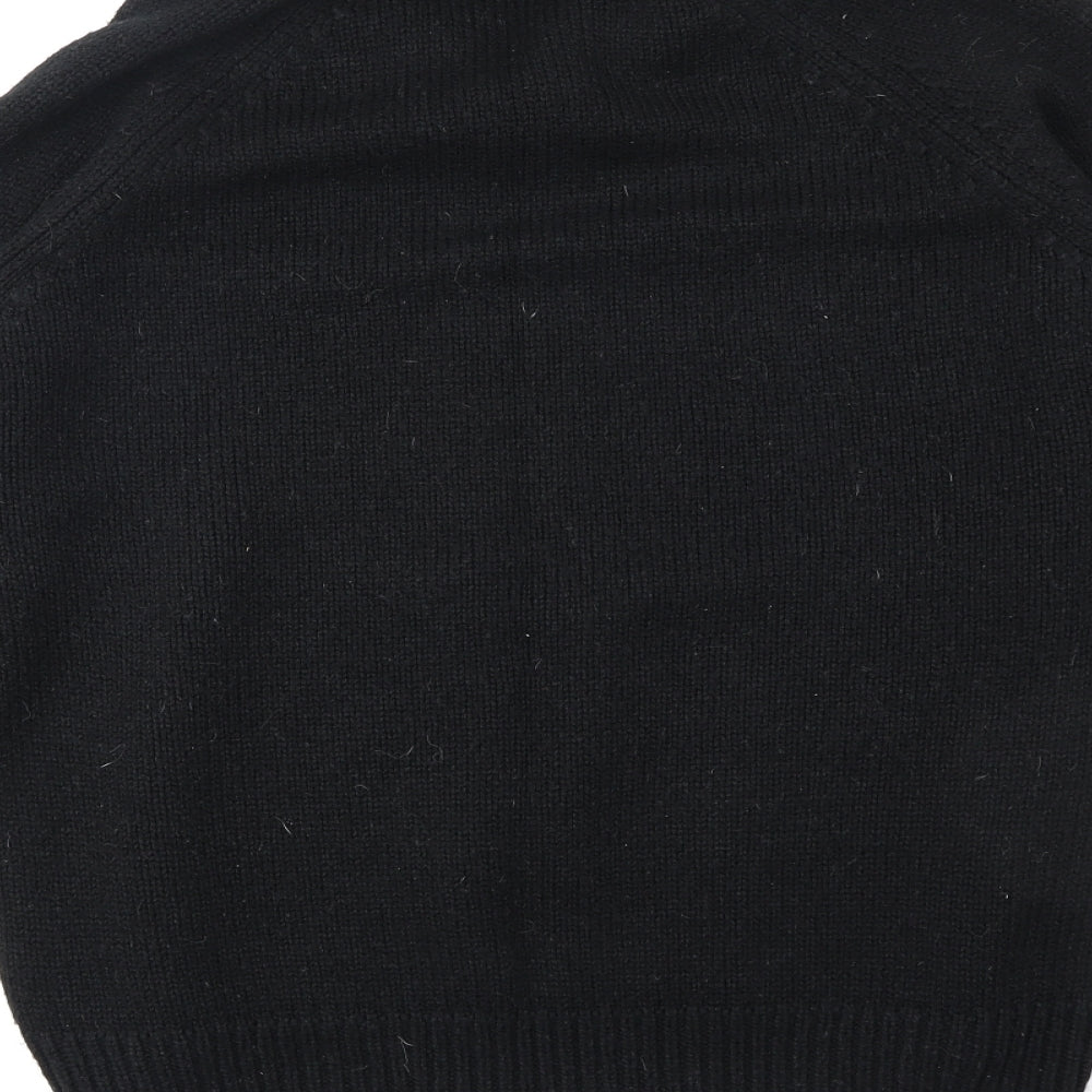Cedar Wood State Mens Black V-Neck Acrylic Henley Jumper Size L Long Sleeve
