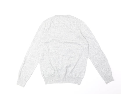 Marks and Spencer Mens Grey Round Neck Cotton Pullover Jumper Size S Long Sleeve
