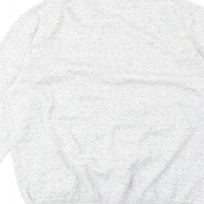 Marks and Spencer Mens Grey Round Neck Cotton Pullover Jumper Size S Long Sleeve