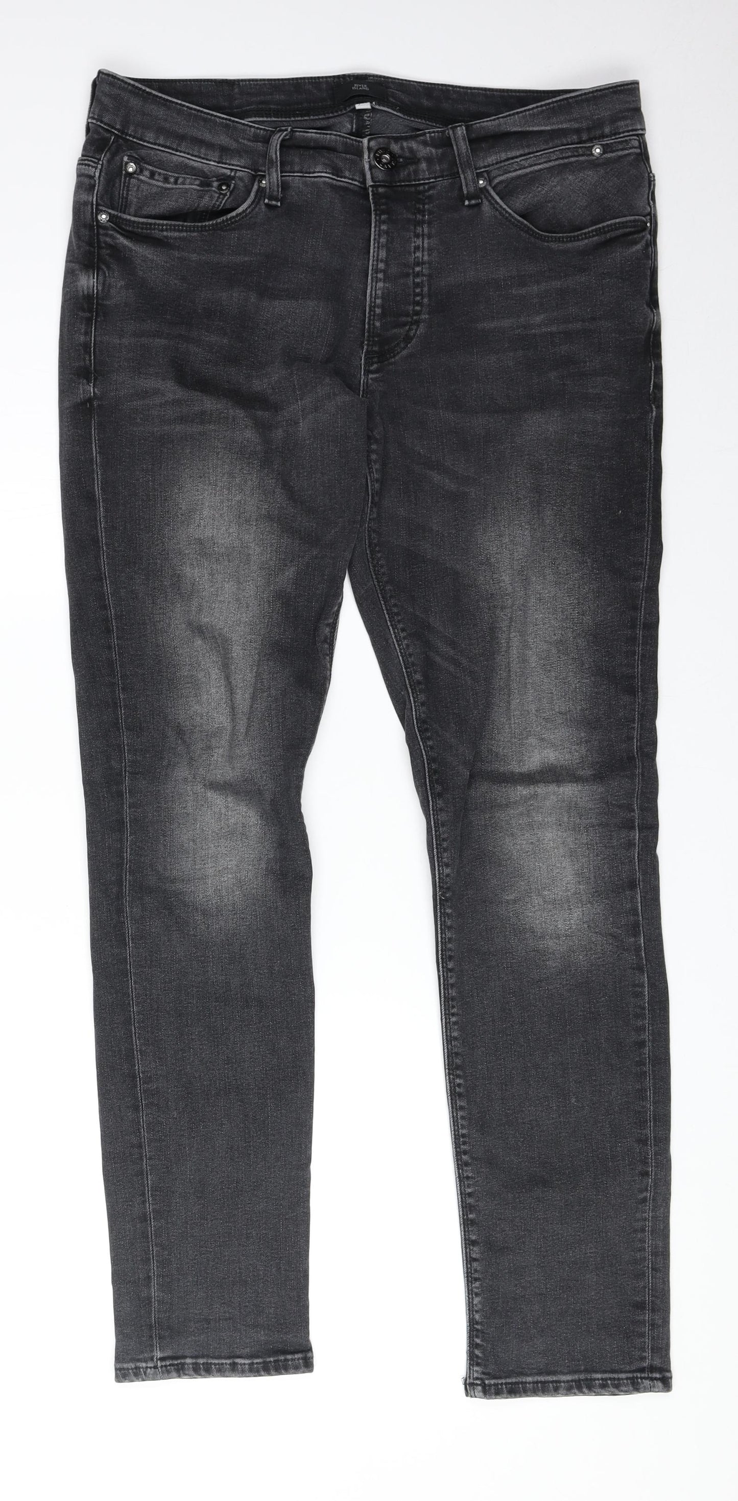 Mens UK Size 23 in River Island Regular Fit Skinny Grey Jeans
