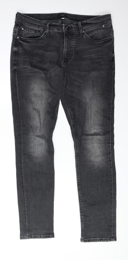 Mens UK Size 23 in River Island Regular Fit Skinny Grey Jeans