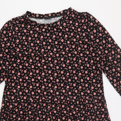 ESMARA Womens Black Floral Polyester Fit & Flare Size 12 Round Neck Pullover - Size 12-14