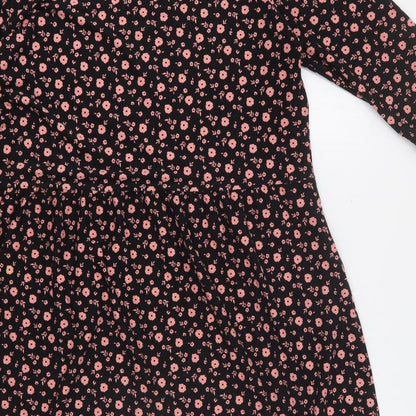 ESMARA Womens Black Floral Polyester Fit & Flare Size 12 Round Neck Pullover - Size 12-14