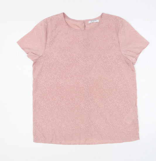 Womens UK Size M Pieces Pink Basic Blouse