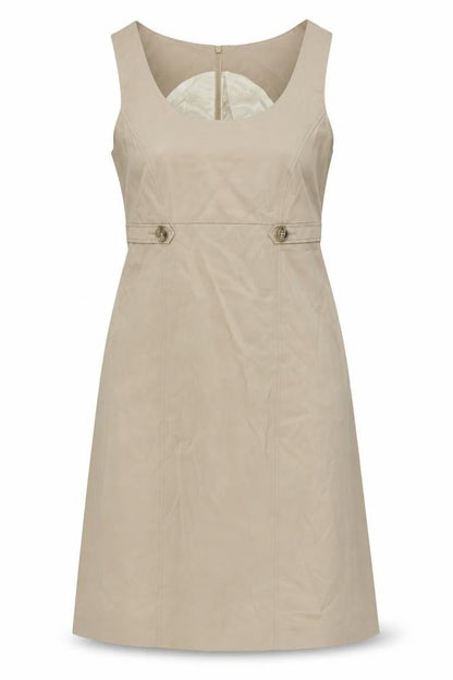 Comma Womens Beige Polyester A-Line Size 12 Scoop Neck Zip