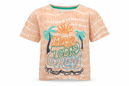 Primark Boys Orange Geometric 100% Cotton Basic T-Shirt Size 6-7 Years Round Neck Pullover - Make Today Great
