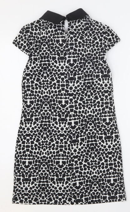 Dorothy Perkins Womens Black Geometric Polyester A-Line Size 6 Collared Button