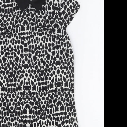 Dorothy Perkins Womens Black Geometric Polyester A-Line Size 6 Collared Button