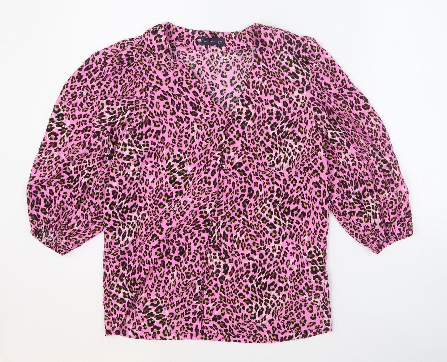 Womens UK Size 8 Marks and Spencer Pink Basic Button-Up