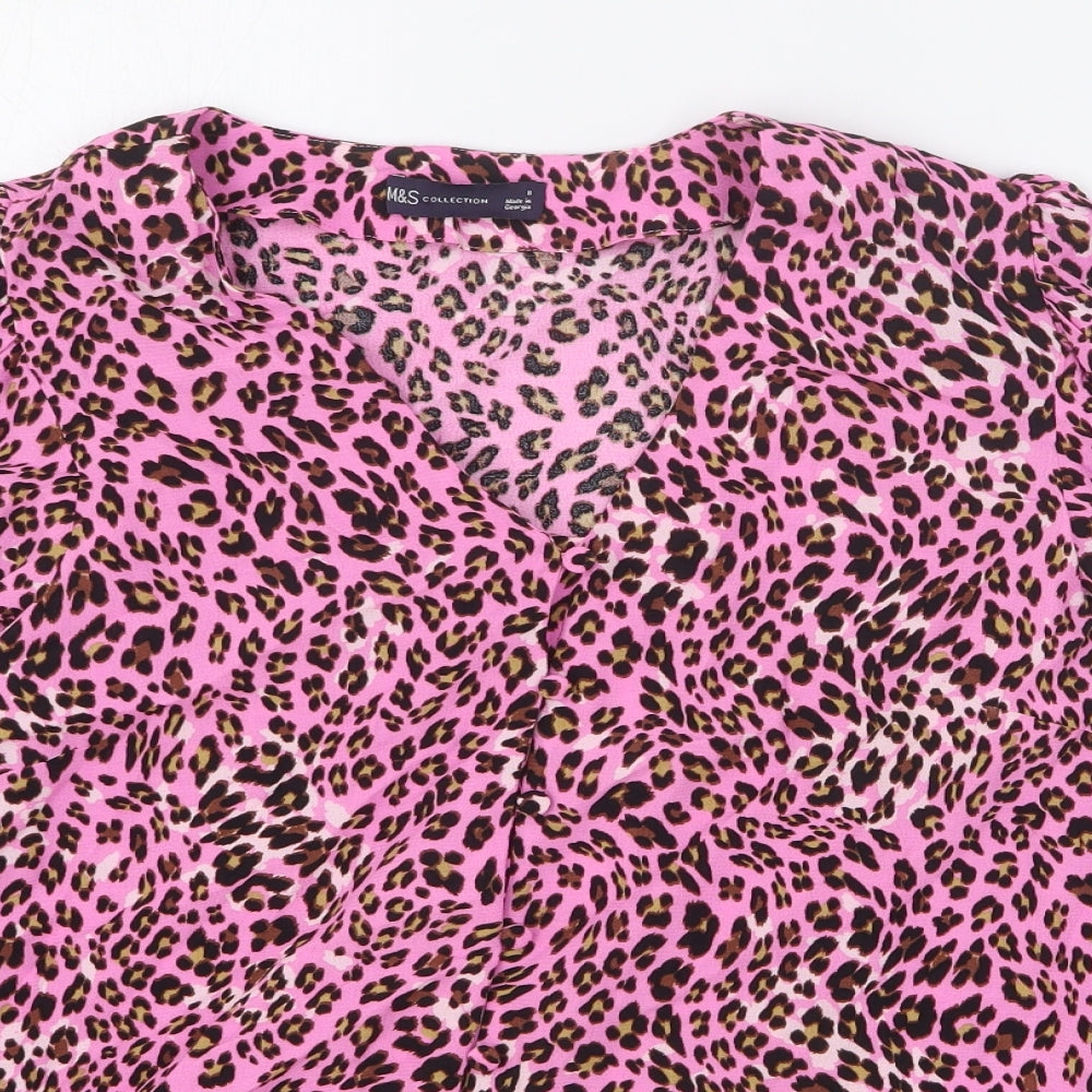Womens UK Size 8 Marks and Spencer Pink Basic Button-Up