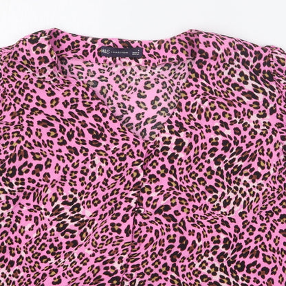 Womens UK Size 8 Marks and Spencer Pink Basic Button-Up