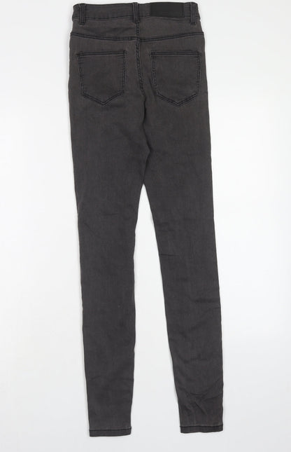 Noisy may Womens Grey Cotton Skinny Jeans Size 26 in L32 in Regular Zip