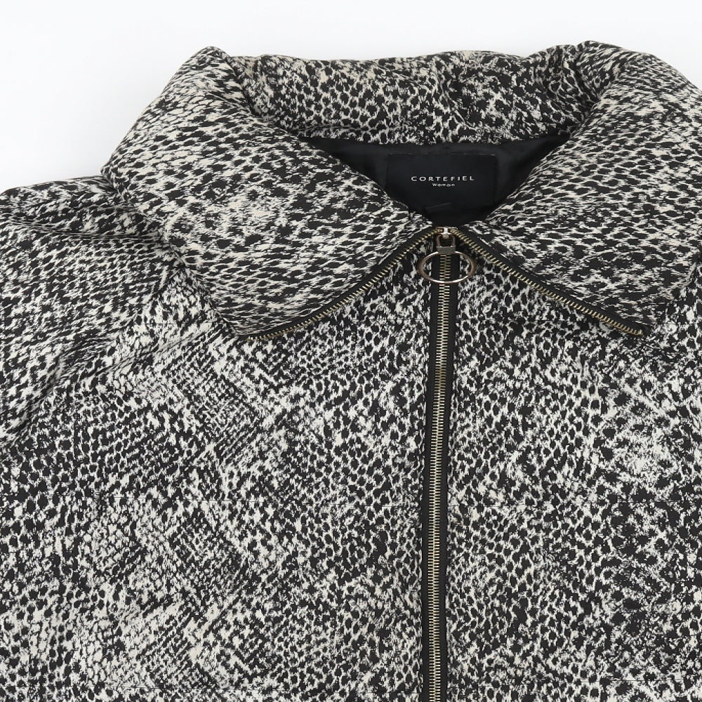 Cortefiel Womens Black Animal Print Jacket Size 16 Zip - Snake Print