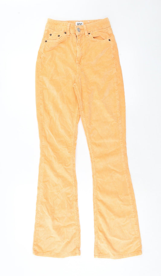 BDG Womens Orange Cotton Trousers Size 24 in L30 in Regular Zip