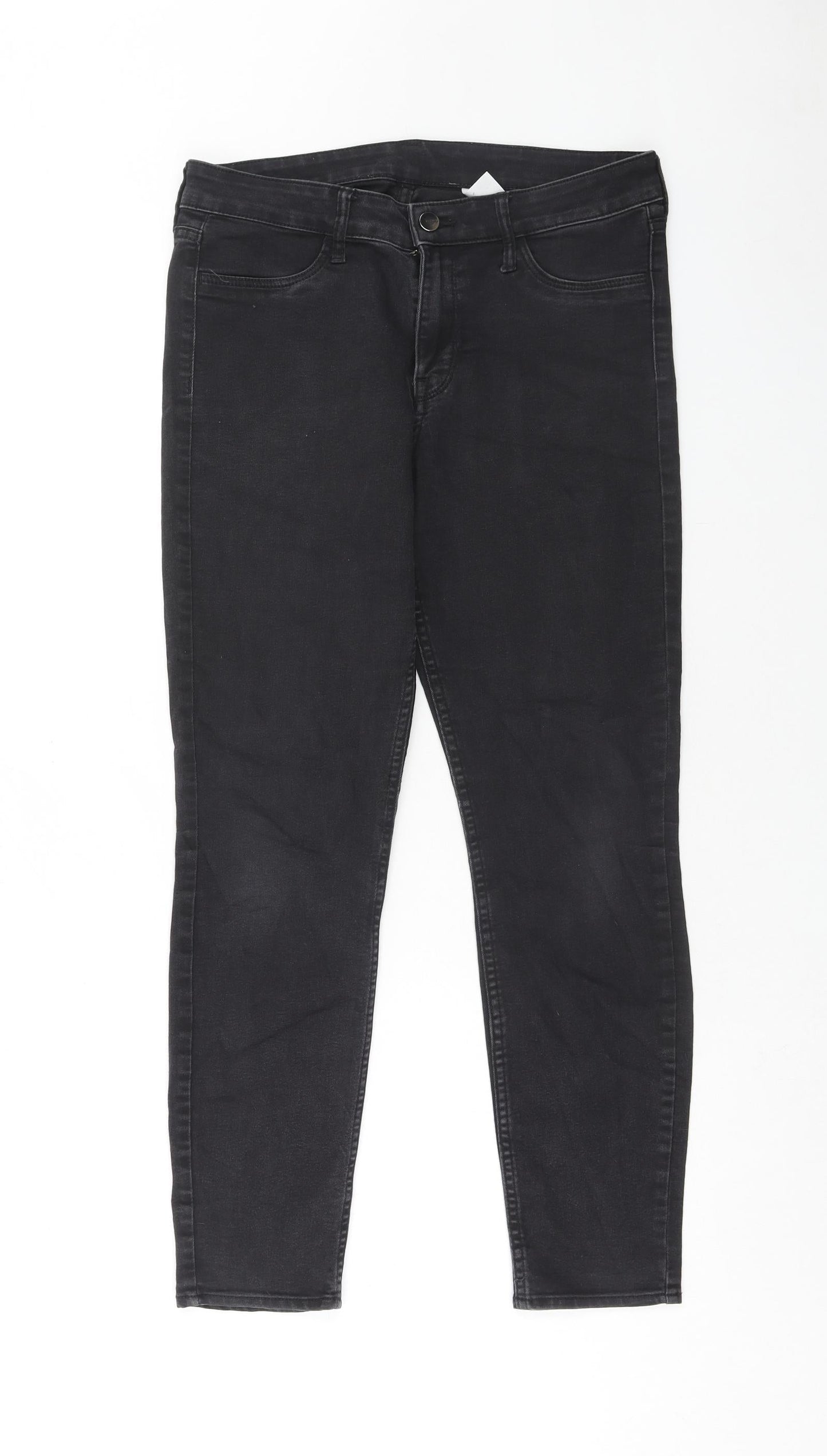 Womens UK Size 28 in H&M Regular Fit Straight Black Jeans