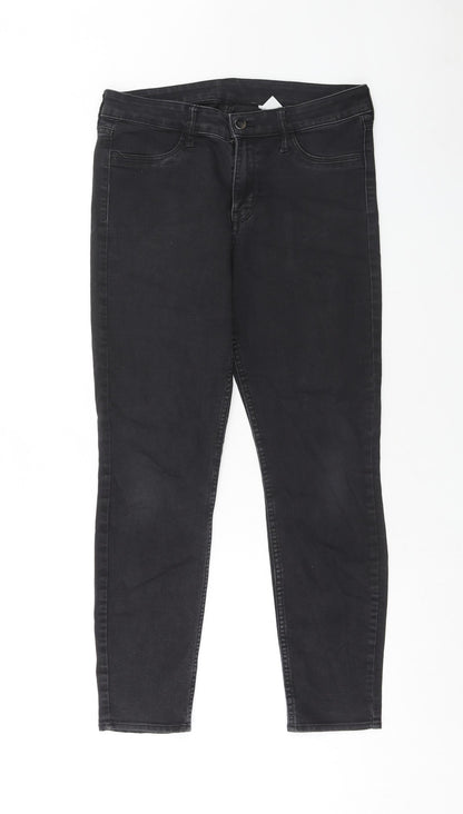 Womens UK Size 28 in H&M Regular Fit Straight Black Jeans