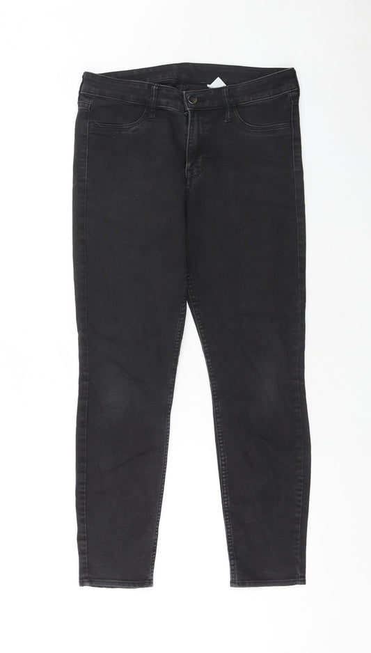 Womens UK Size 28 in H&M Regular Fit Straight Black Jeans