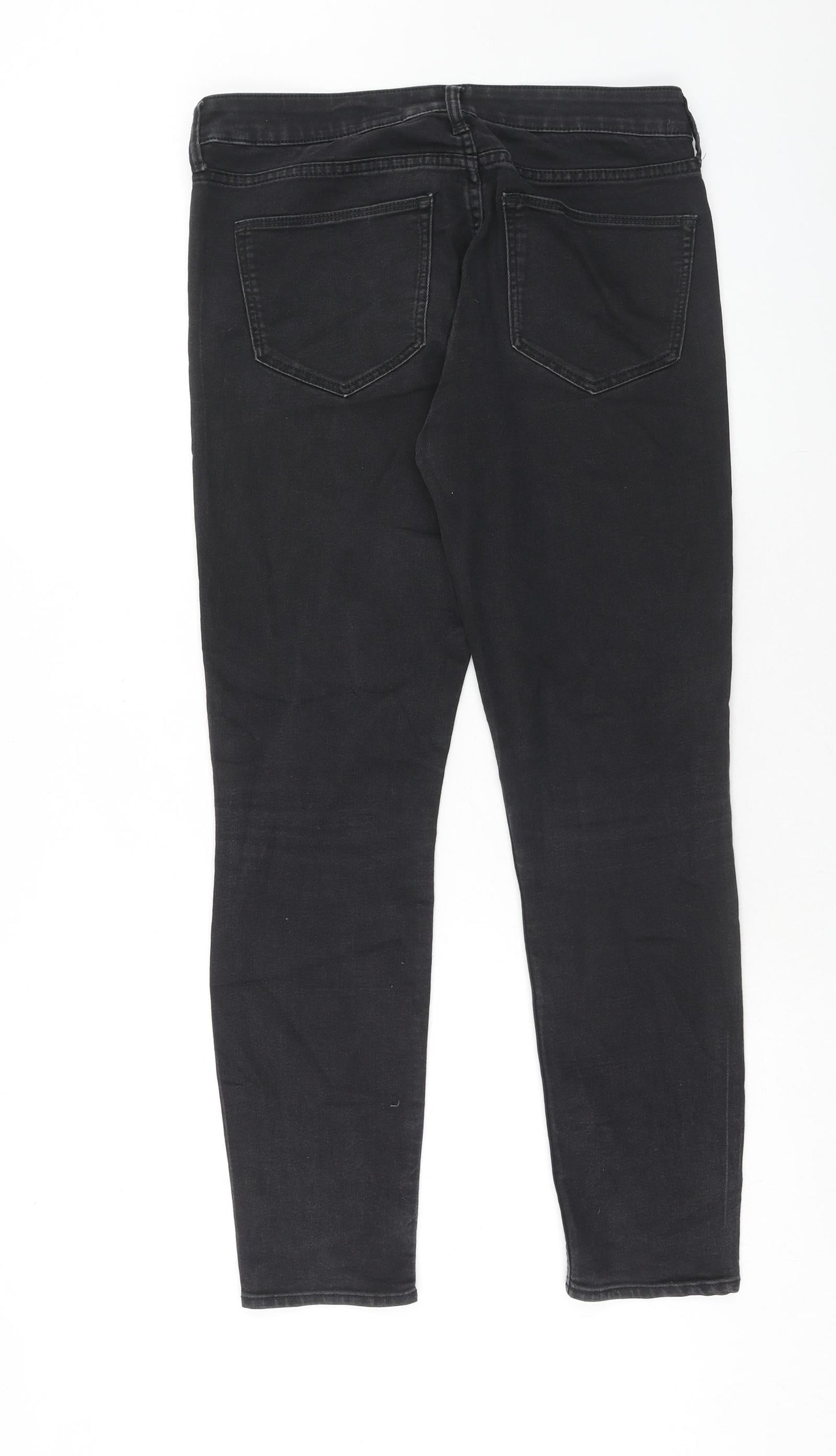 Womens UK Size 28 in H&M Regular Fit Straight Black Jeans