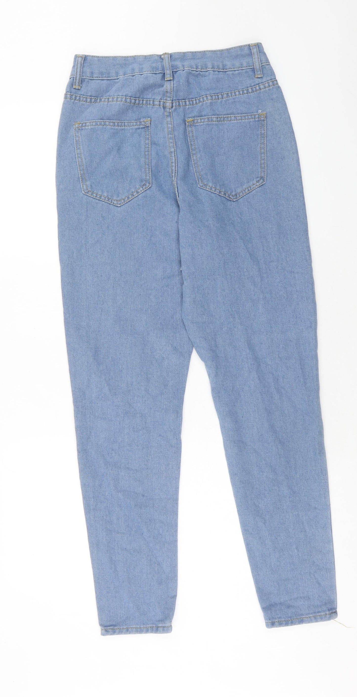 Boohoo Womens Blue Cotton Skinny Jeans Size 8 Regular Zip