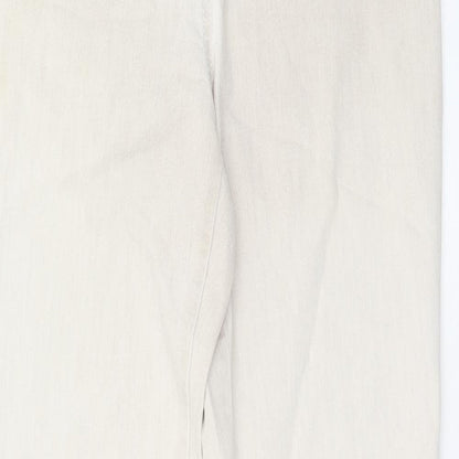 Gerry Weber Womens Beige Cotton Straight Jeans Size 12 Regular Zip