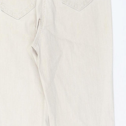 Gerry Weber Womens Beige Cotton Straight Jeans Size 12 Regular Zip