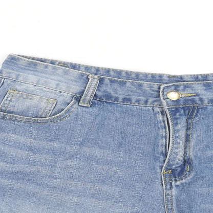 SheIn Womens Blue Cotton Cut-Off Shorts Size 30 in Regular Zip - Distressed