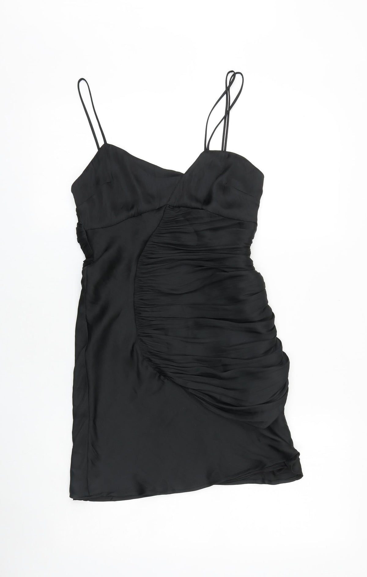 Zara Womens Black Polyester Bodycon Size S V-Neck Zip