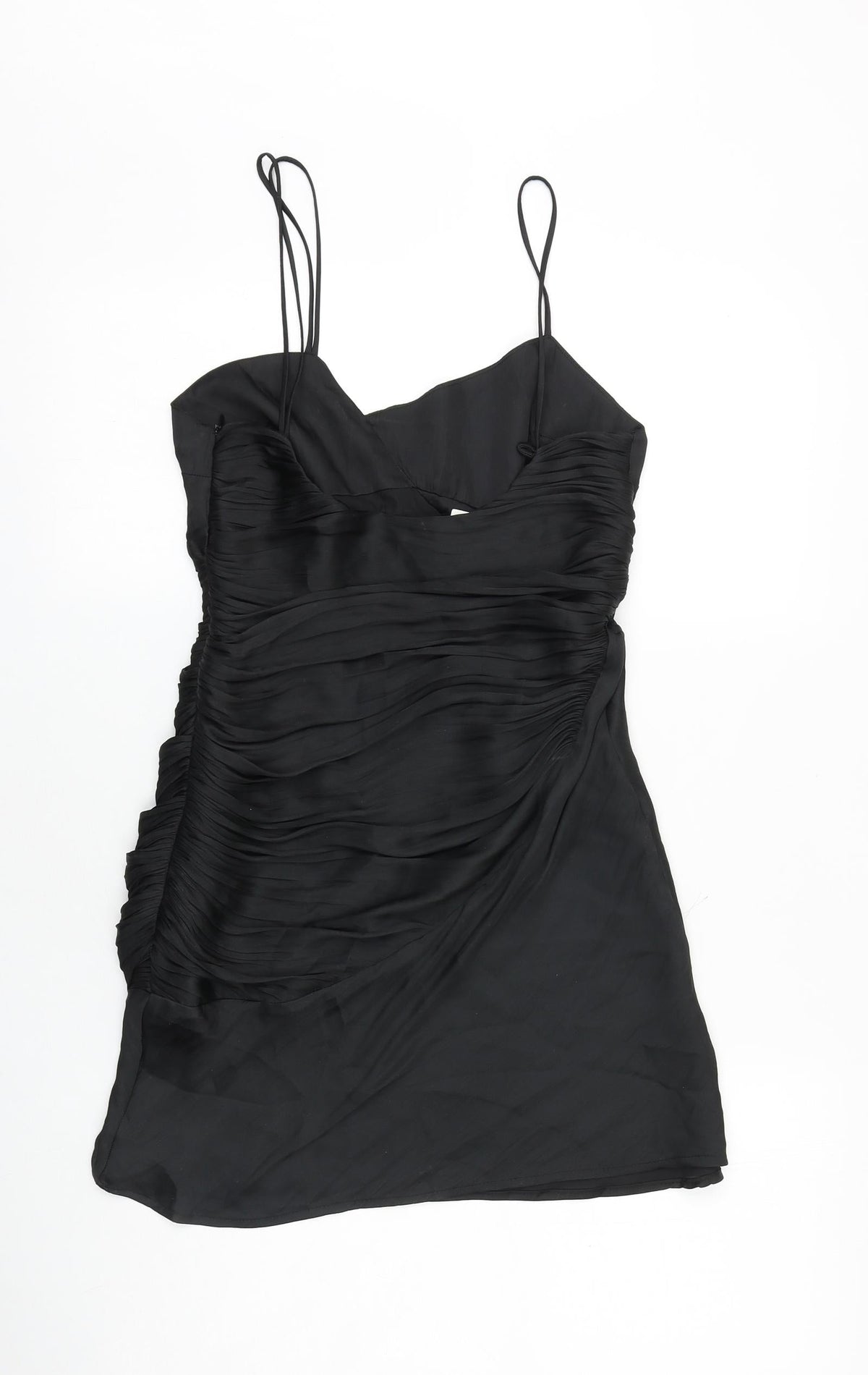 Zara Womens Black Polyester Bodycon Size S V-Neck Zip