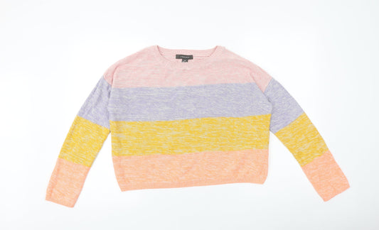 Primark Womens Multicoloured Round Neck Striped Acrylic Pullover Jumper Size XS