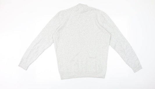 NEXT Womens Grey Mock Neck 100% Cotton Pullover Jumper Size M