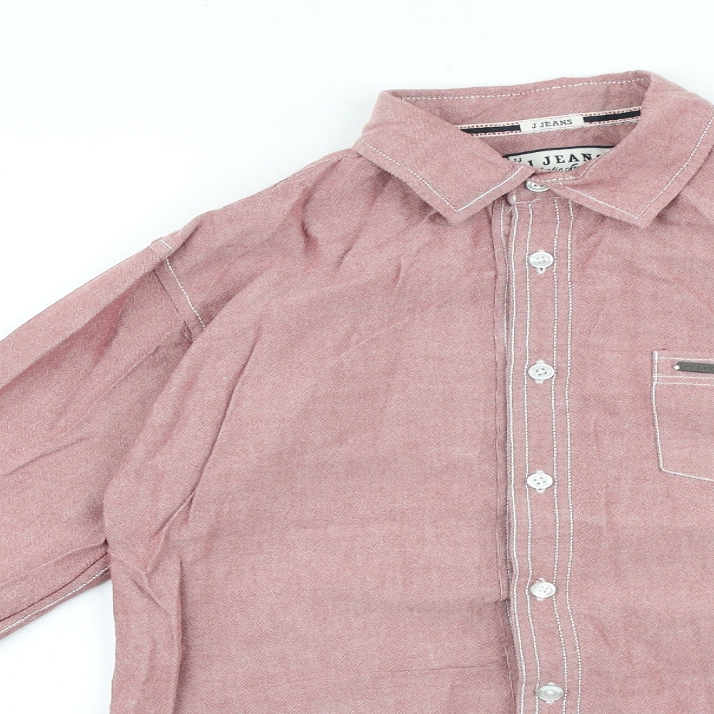 J Jeans Boys Red 100% Cotton Basic Button-Up Size 13 Years Collared Button
