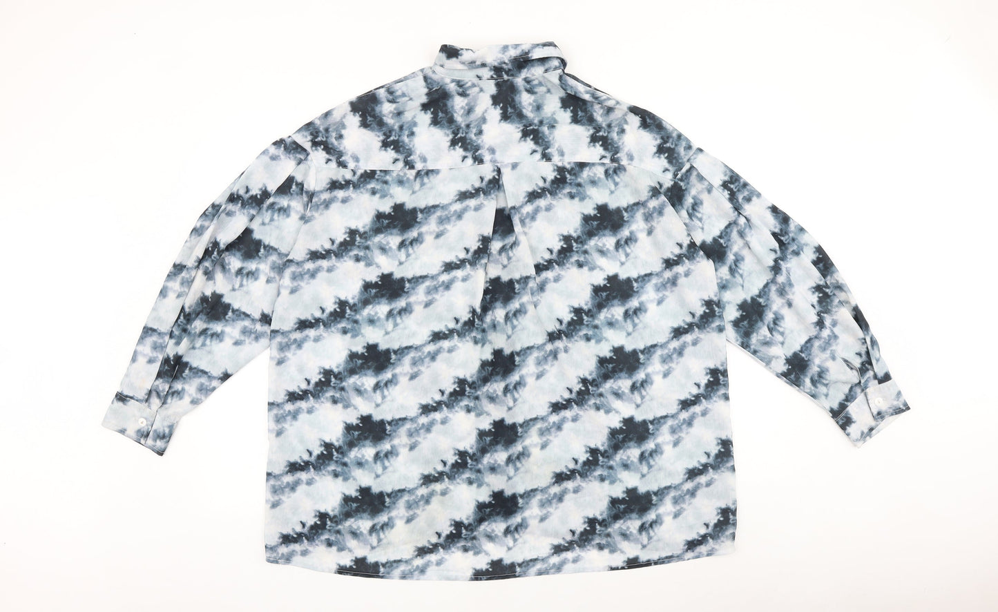 Boohoo Womens Grey Geometric Polyester Basic Button-Up Size 12 V-Neck