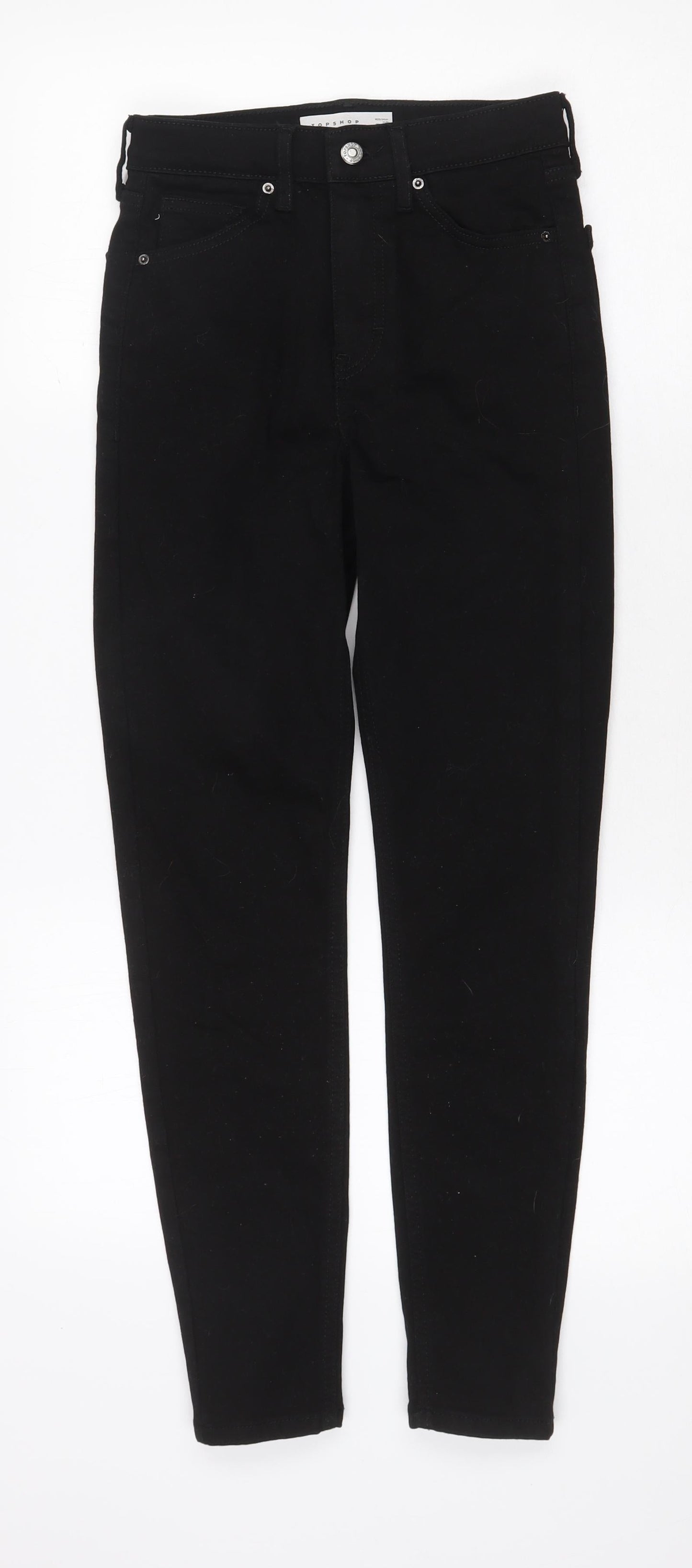 Topshop Womens Black Cotton Skinny Jeans Size 26 in Regular Zip