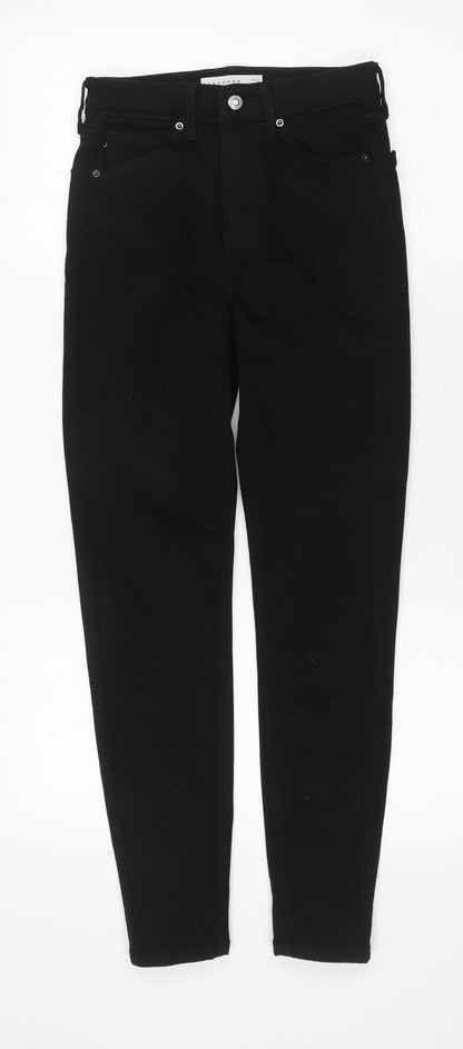 Topshop Womens Black Cotton Skinny Jeans Size 26 in Regular Zip