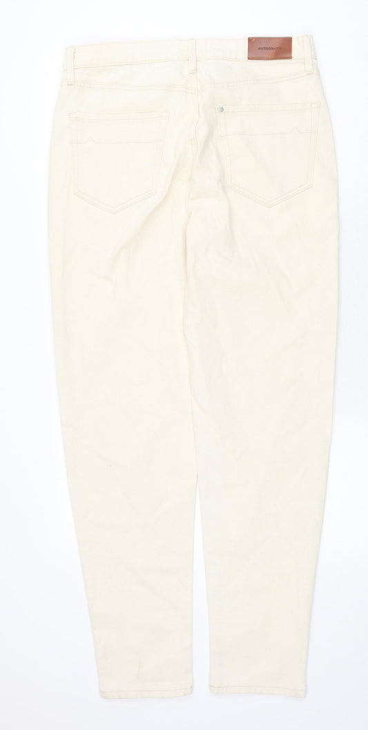 Marks and Spencer Mens Beige Cotton Tapered Jeans Size 24 in Regular Zip