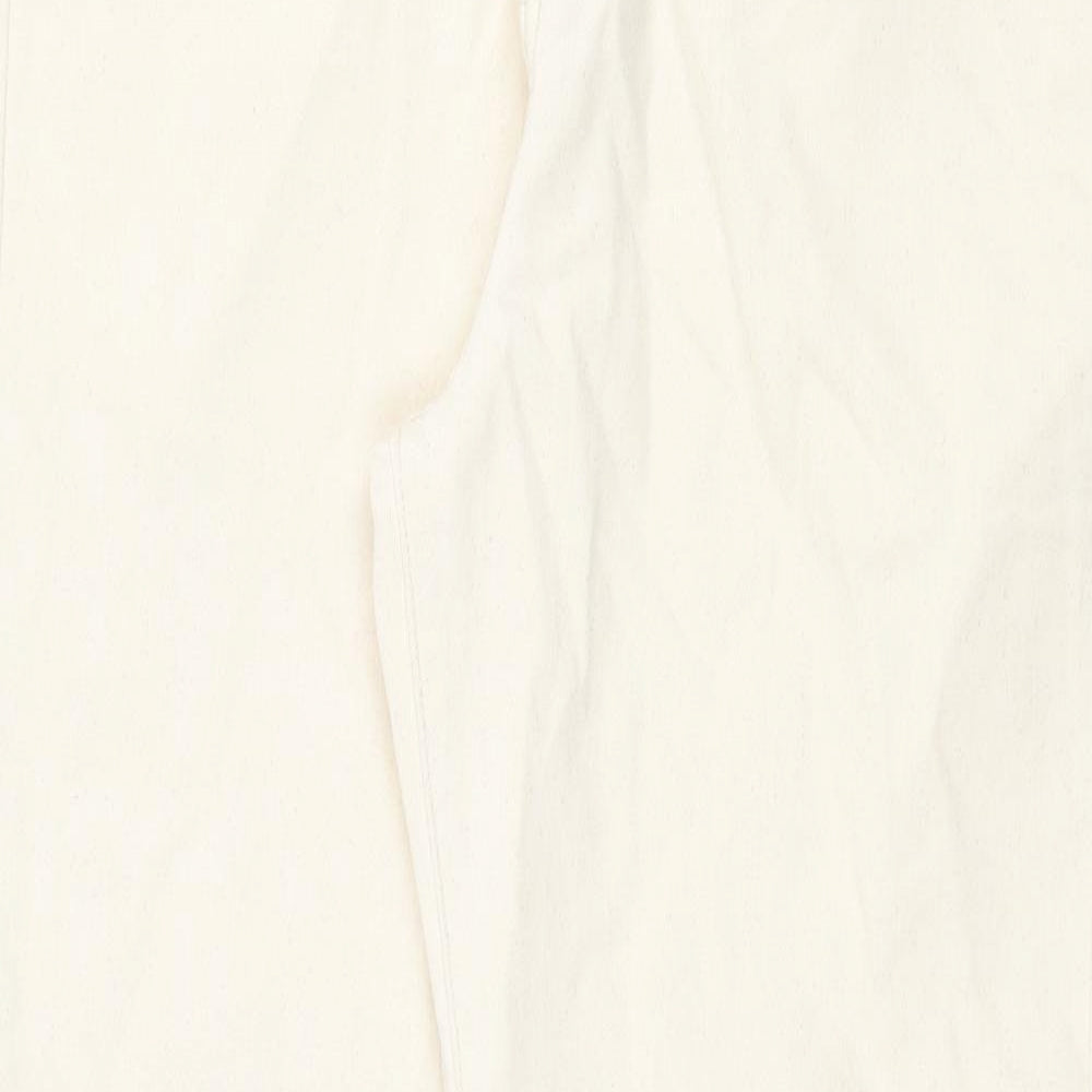 Marks and Spencer Mens Beige Cotton Tapered Jeans Size 24 in Regular Zip