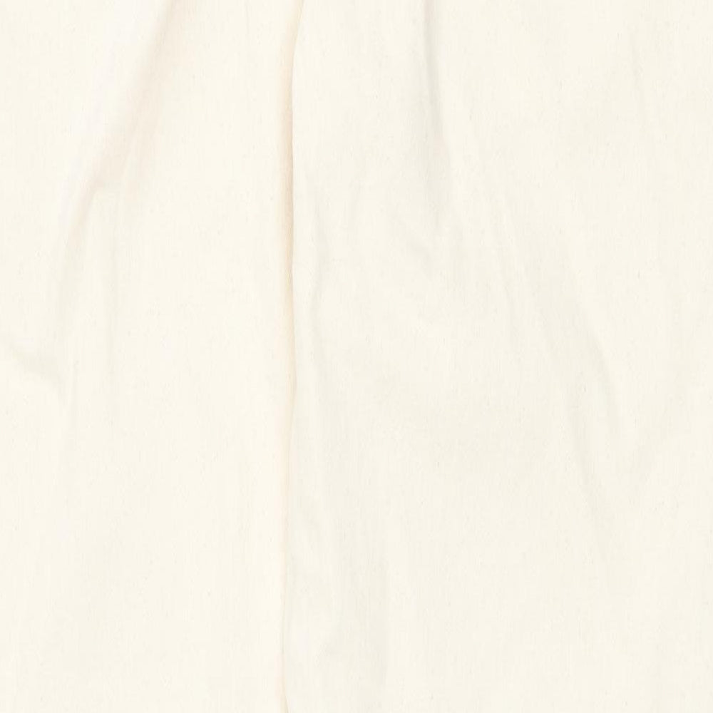 Marks and Spencer Mens Beige Cotton Tapered Jeans Size 24 in Regular Zip