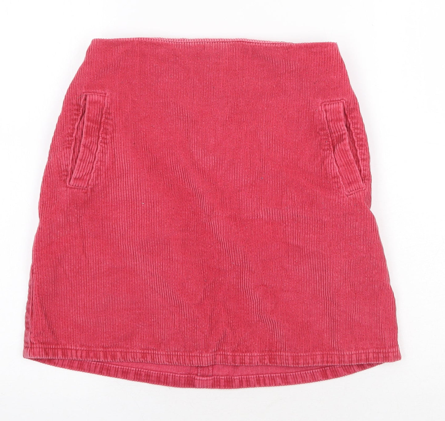 New Look Womens Red Cotton Straight & Pencil Skirt Size 6 Zip