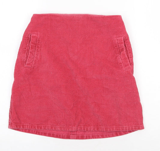 New Look Womens Red Cotton Straight & Pencil Skirt Size 6 Zip