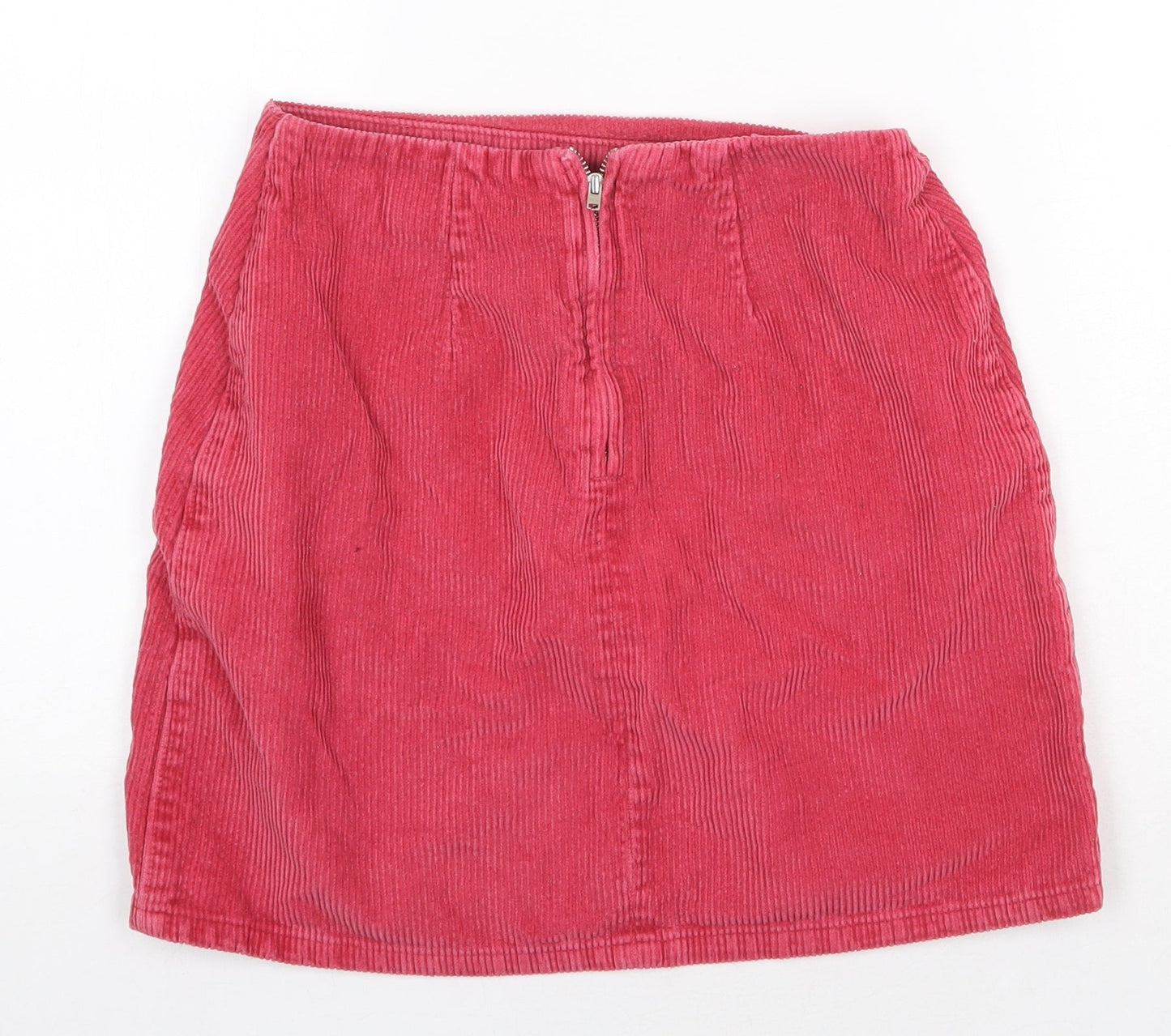 New Look Womens Red Cotton Straight & Pencil Skirt Size 6 Zip