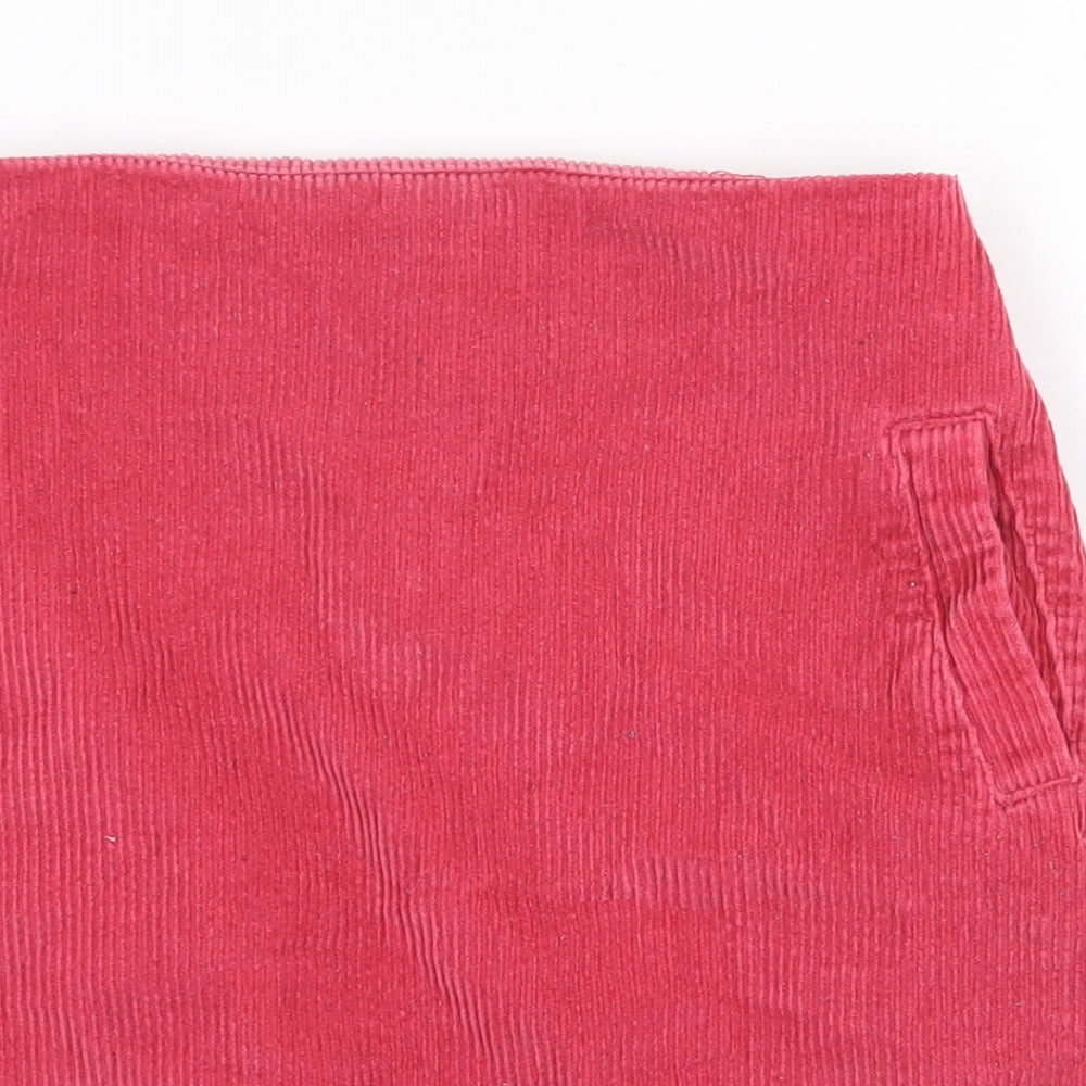 New Look Womens Red Cotton Straight & Pencil Skirt Size 6 Zip