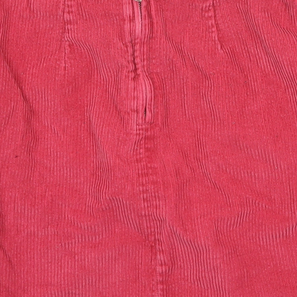 New Look Womens Red Cotton Straight & Pencil Skirt Size 6 Zip