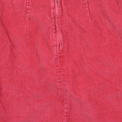 New Look Womens Red Cotton Straight & Pencil Skirt Size 6 Zip